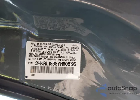 2000 Honda Odyssey Ex from USA, damaged, VIN 2HKRL1868YH608196